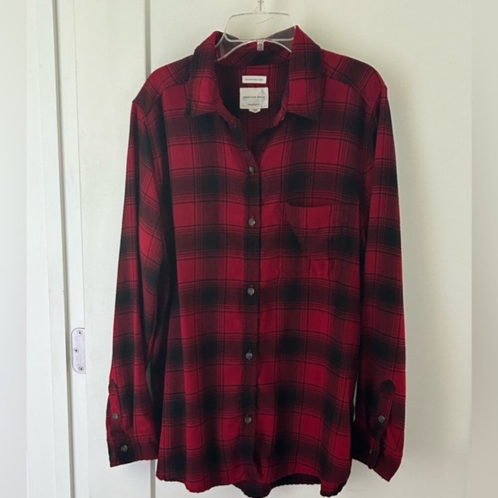 American Eagle Ahh-mazingly soft boyfriend fit flannel shirt sz L EUC
